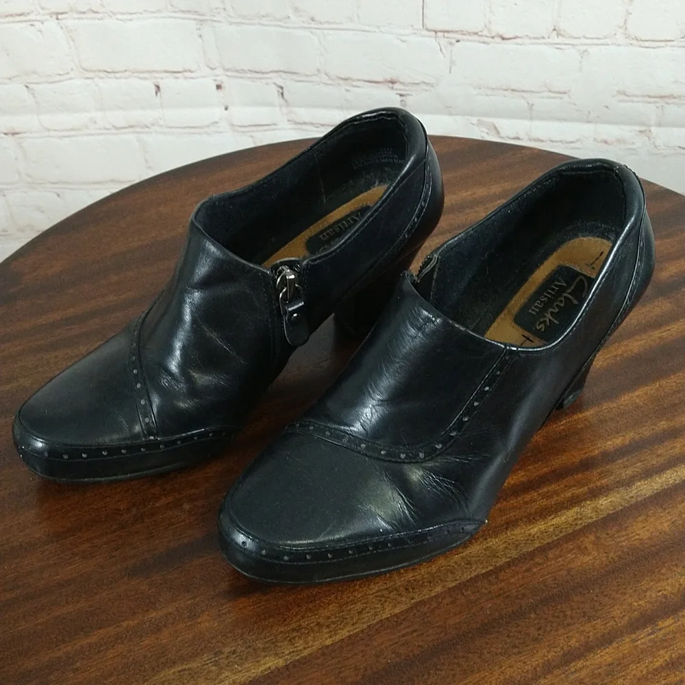 Clarks Black Leather Ankle Boots